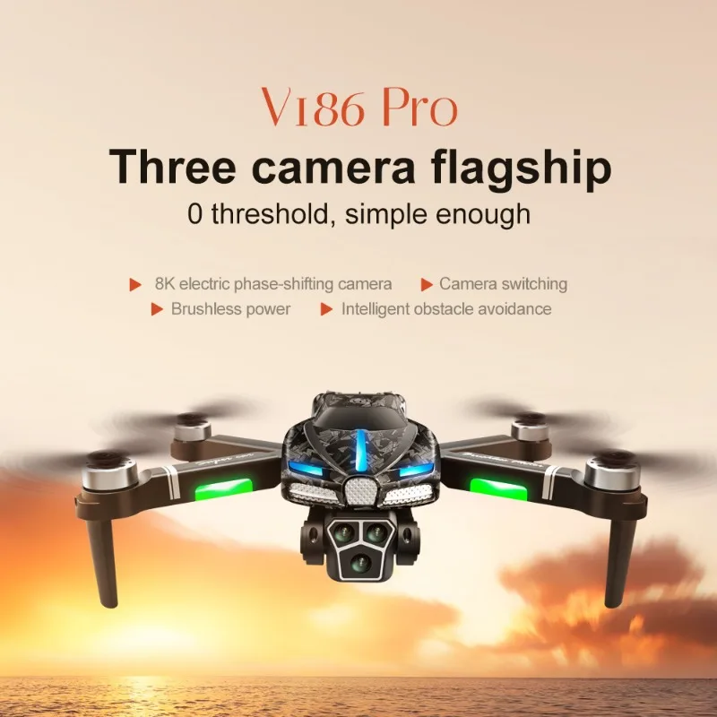 새로운 V186 프로 드론 전문 브러시리스 모터 8K  - Drone Camera With Gimbal 리뷰 및 가격