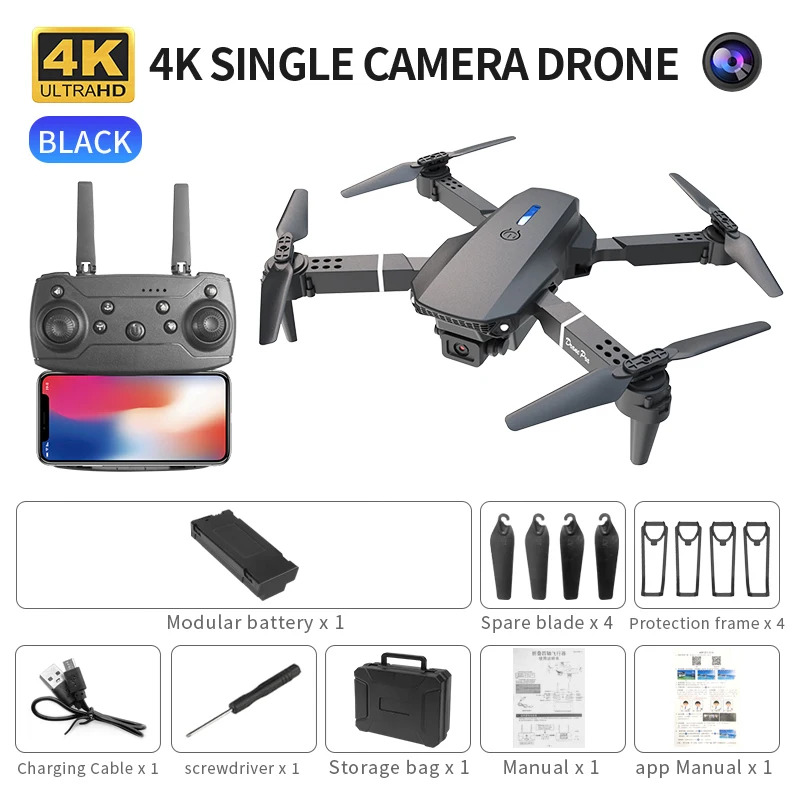 E88 프로 지능형 접이식 드론, 단일/듀얼 카메라 전 - Drone Camera Mount 리뷰 및 가격